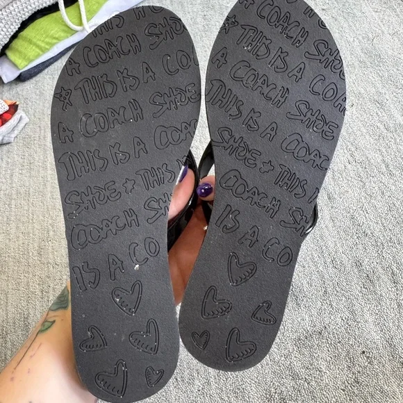 Coach Black and Multicolor Poppy Sandals - Picture 5 of 5